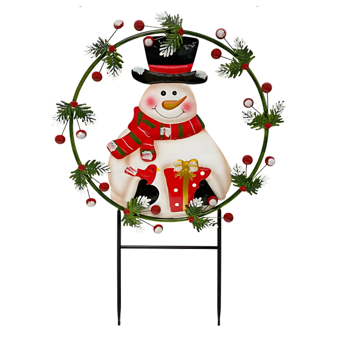 Outdoor Christmas Decorations, Metal Snowman Holiday Yard Art Garden Stake, Holiday Yard Garden Art, good Porch Decorations DD82