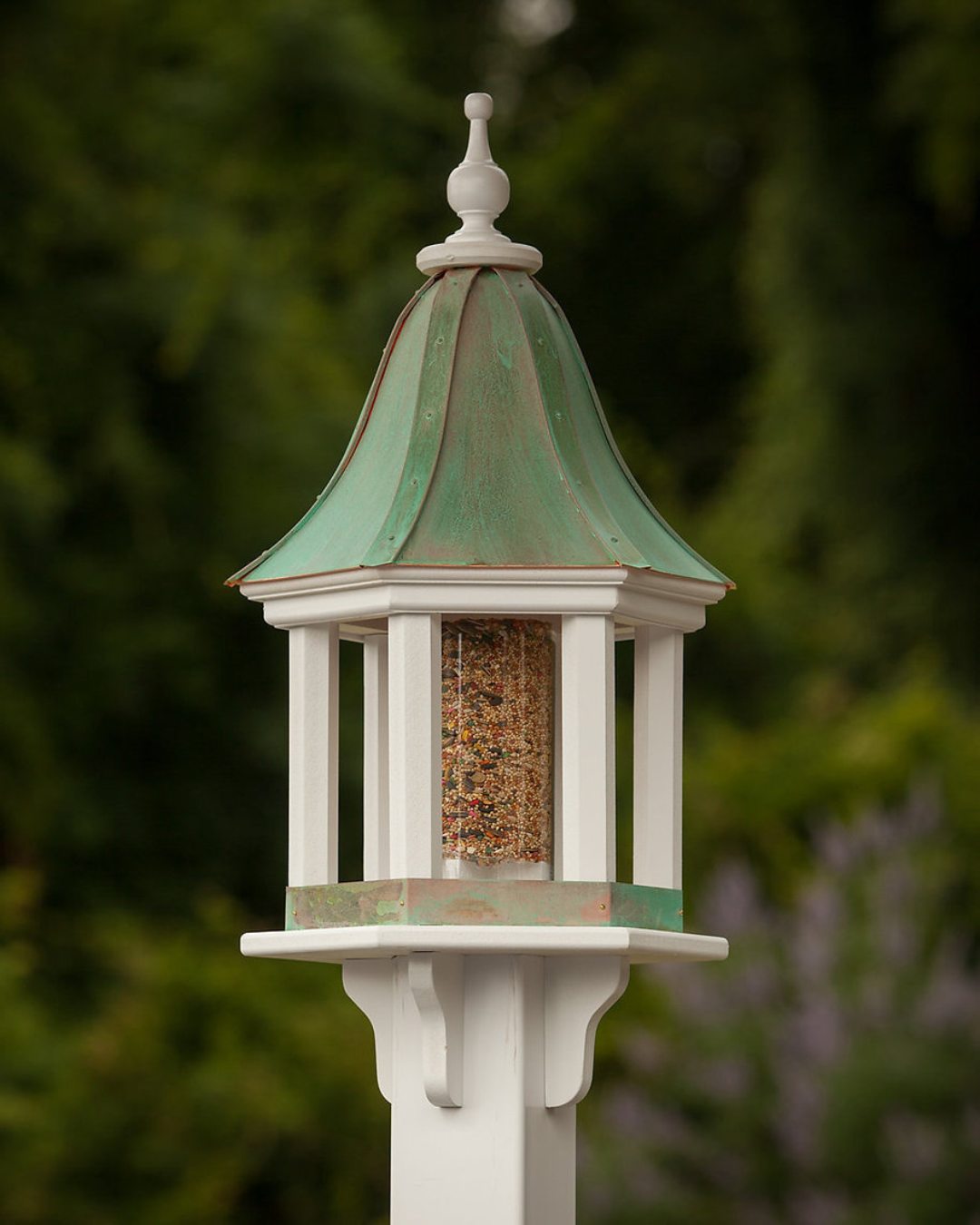 Copper Roof Bird Feeder Column Style - 28x12