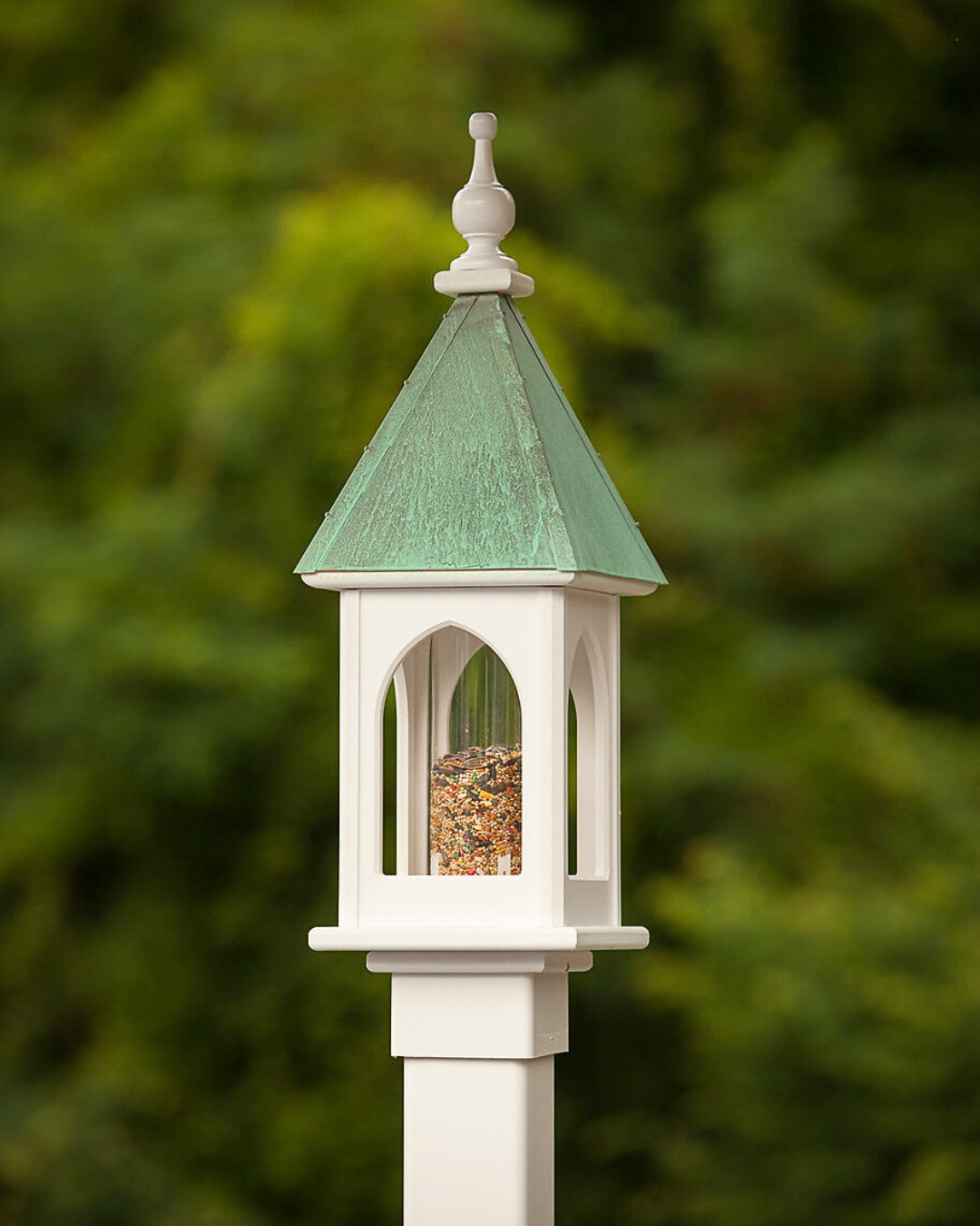 Copper Roof Bird Feeder Post-Mount - 28x8