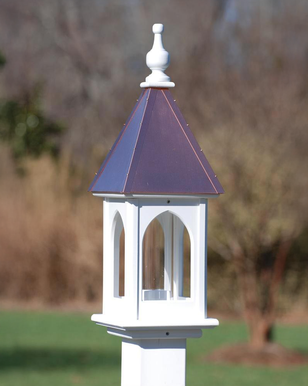 Copper Roof Bird Feeder Post-Mount - 28x8