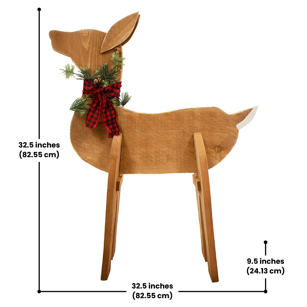 Amish wooden doe statue, a charming and unique handmade decoration for your holiday home decor