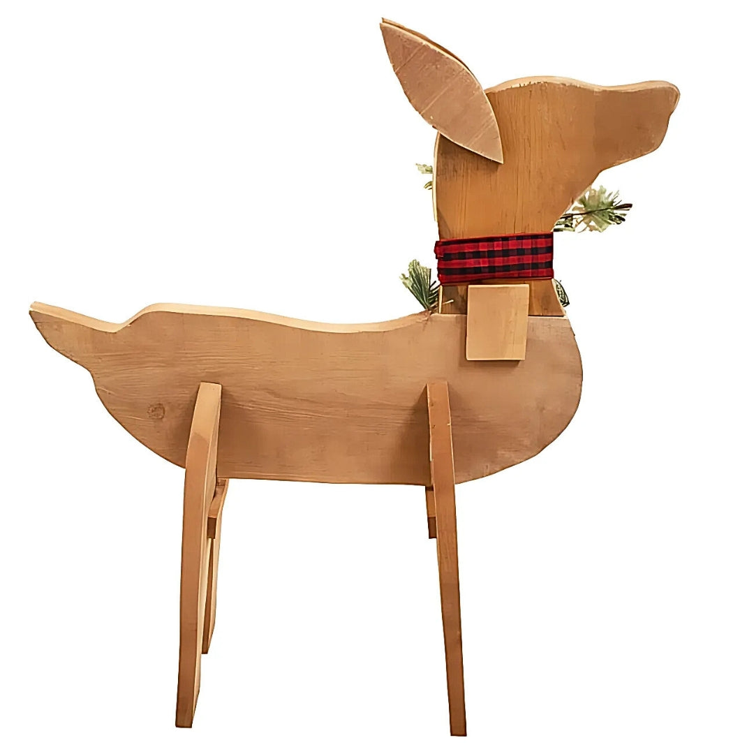 Amish wooden doe statue, a charming and unique handmade decoration for your holiday home decor