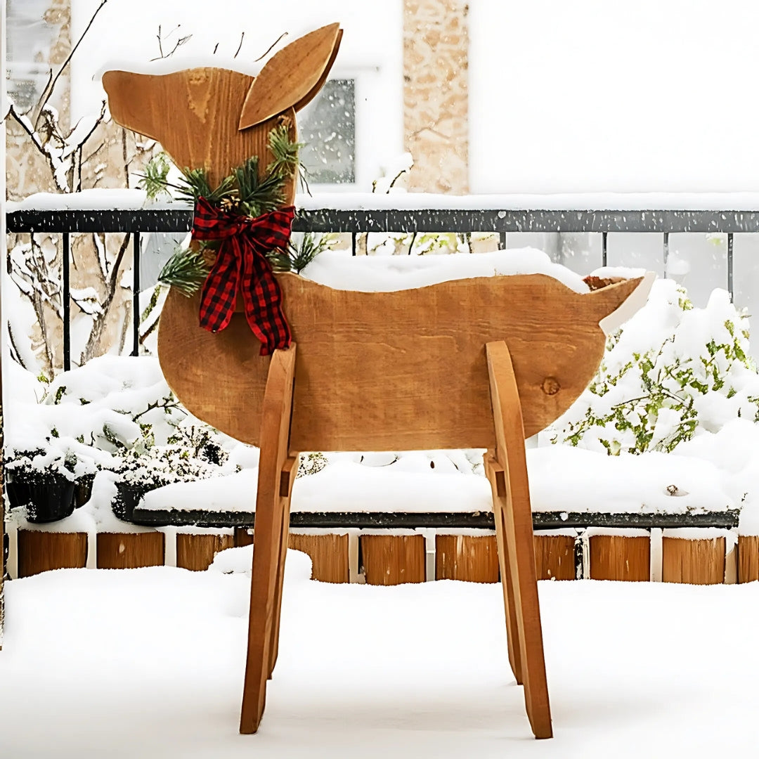 Amish wooden doe statue, a charming and unique handmade decoration for your holiday home decor