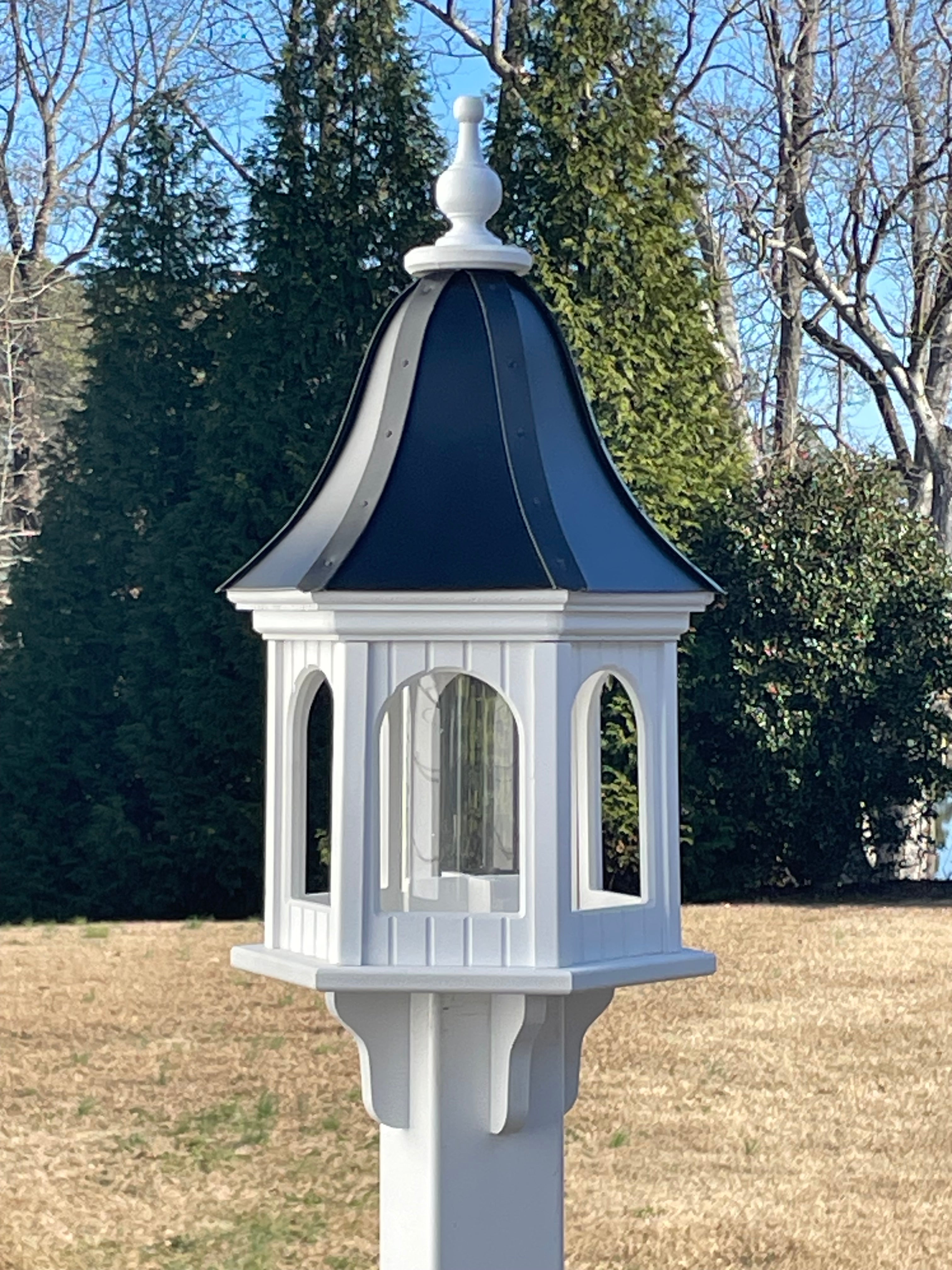 Luxury Black Vinyl Bird Feeder, Bell-Shaped Gazebo Style, 28x12 Durable Design