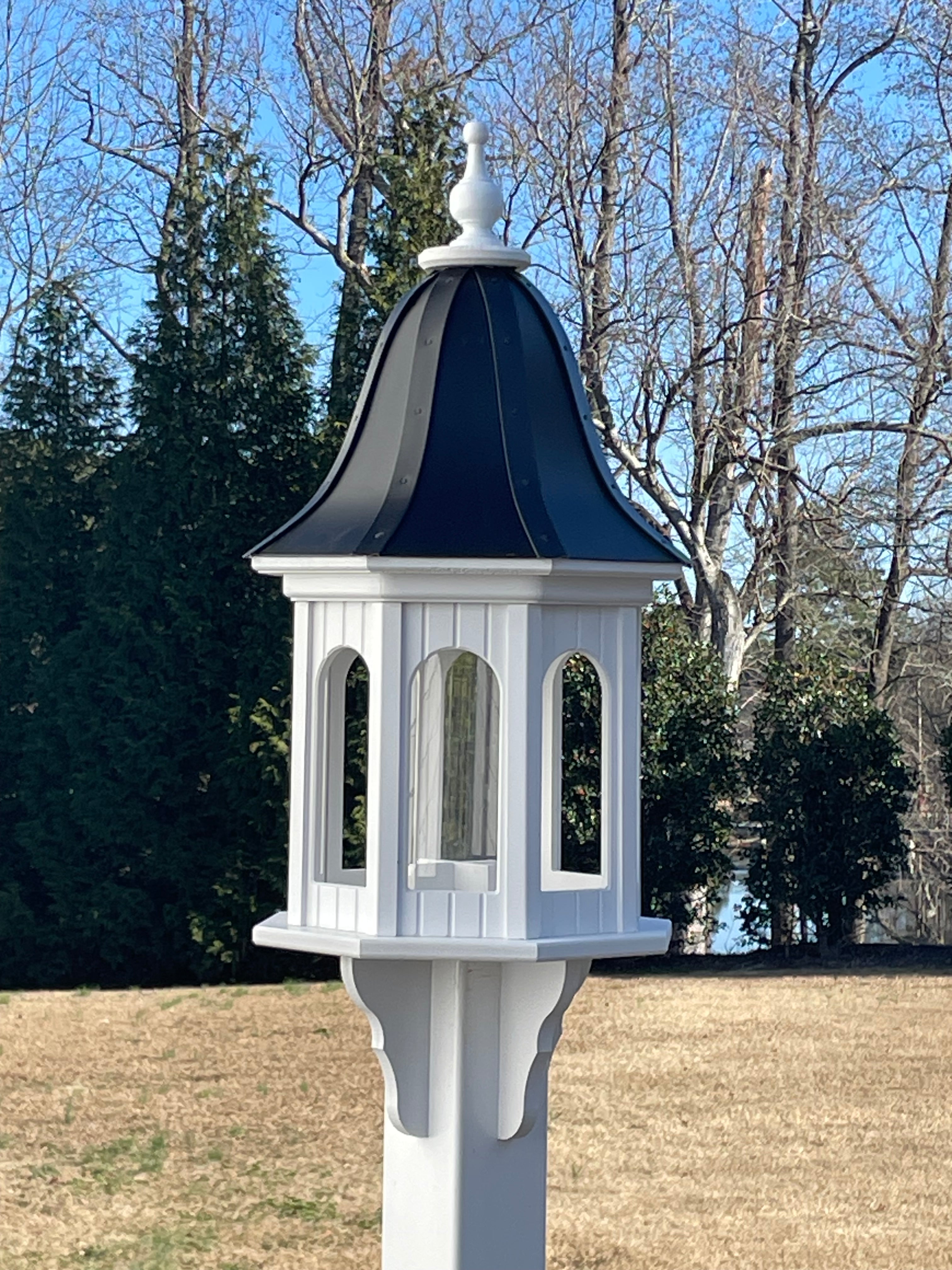 14-inch Bell Shaped Luxury Black Vinyl Gazebo Bird Feeder