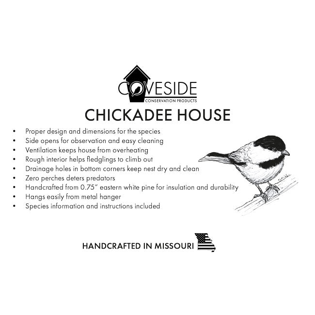 Coveside Chickadee Coop  Wooden Chickadee Nest Box - The Birdhouse Chick