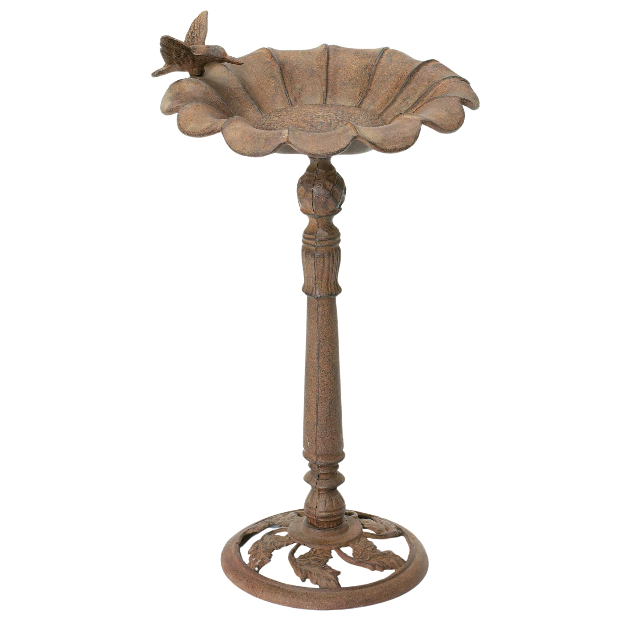 Decorative birdbath featuring a classic sunflower design