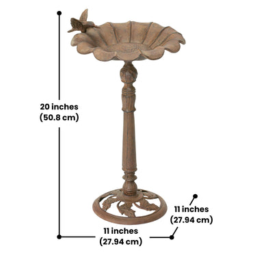 Decorative birdbath featuring a classic sunflower design