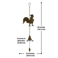 Decorative rooster wind chime with aged finish