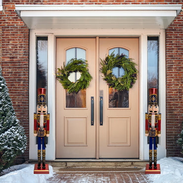 Giant Nutcracker Soldier decor by Prime Retreat, perfect for creating a cheerful holiday ambiance in any setting