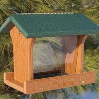 Woodlink Going Green Premier Hopper Bird Feeder, crafted from recycled materials, ideal for feeding wild birds in your backyard