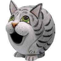 Grey Tabby Cat Birdhouse