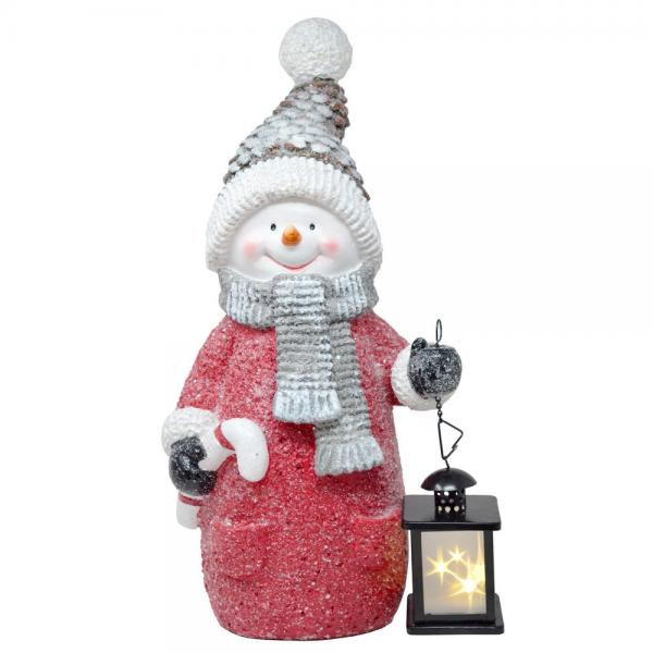 LED Snowman Door Greeter with Lantern