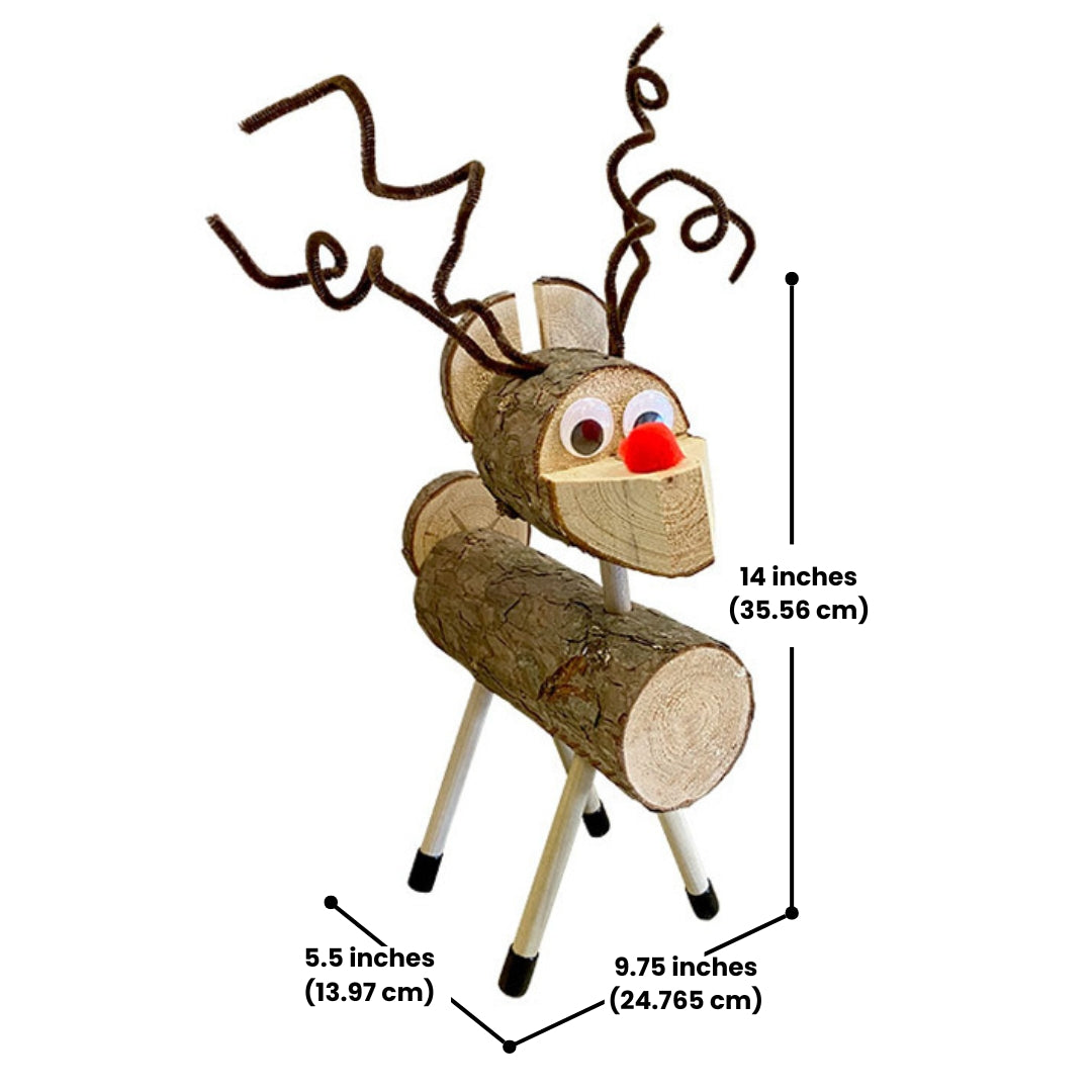 EZ-DIY cedar reindeer by Prime Retreat, a charming wooden decoration perfect for holiday crafting and Christmas decor