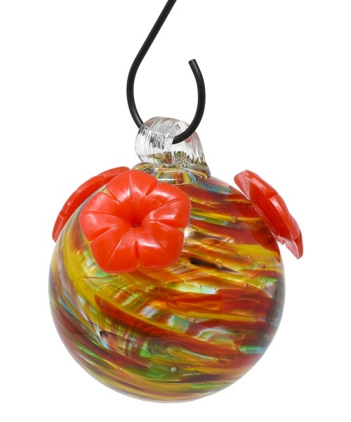 Rainbow Swirl Glass Hummingbird Feeder