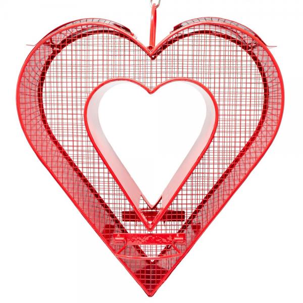 Heart Mesh Fly-Thru Feeder – Decorative and Functional Bird Feeder for Gardens