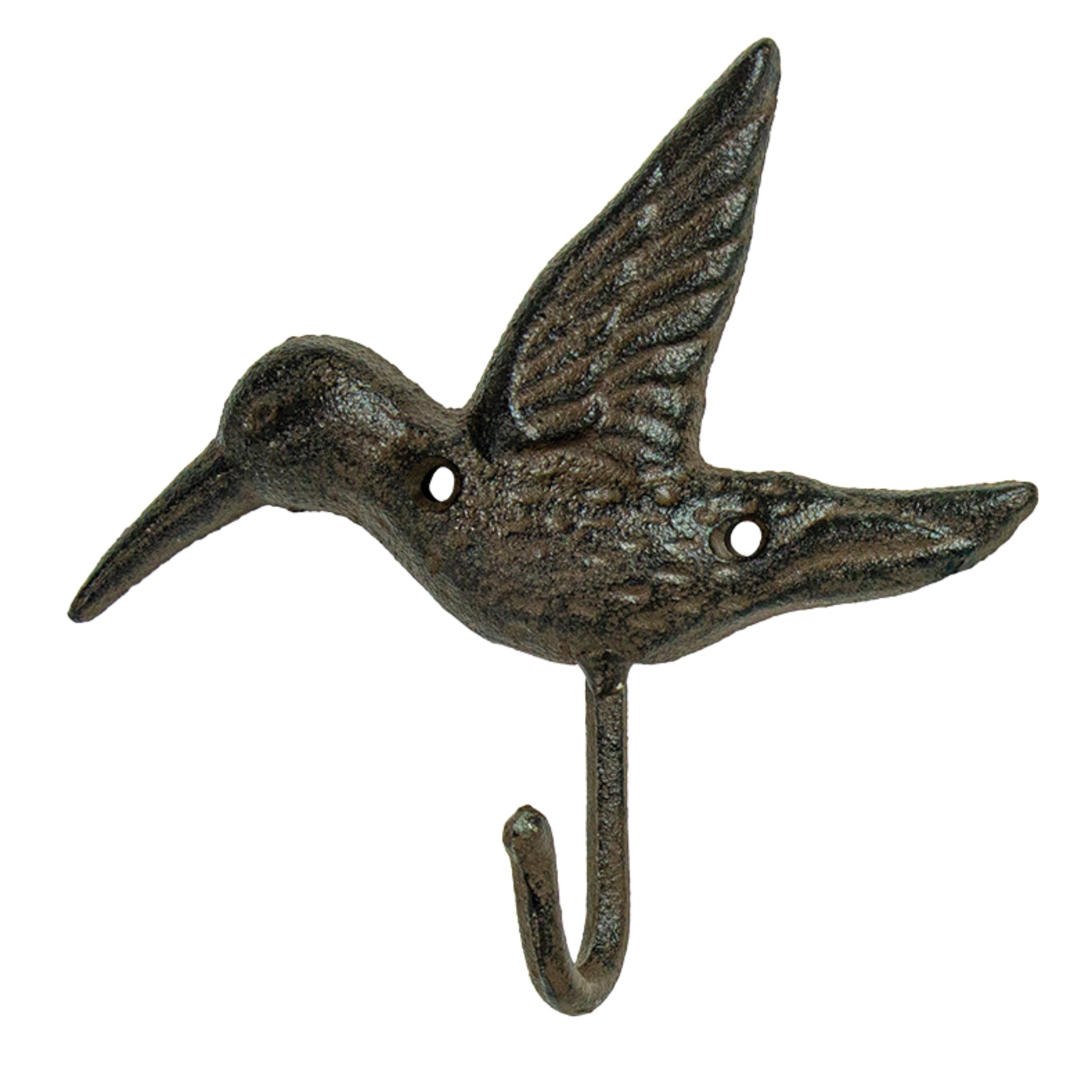 Rustic hummingbird hook in durable cast iron