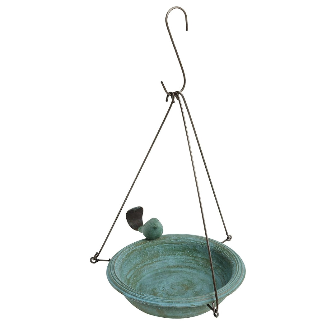 Ceramic Hanging Bird Bath-Teal