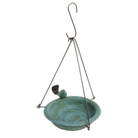 Ceramic Hanging Bird Bath-Teal