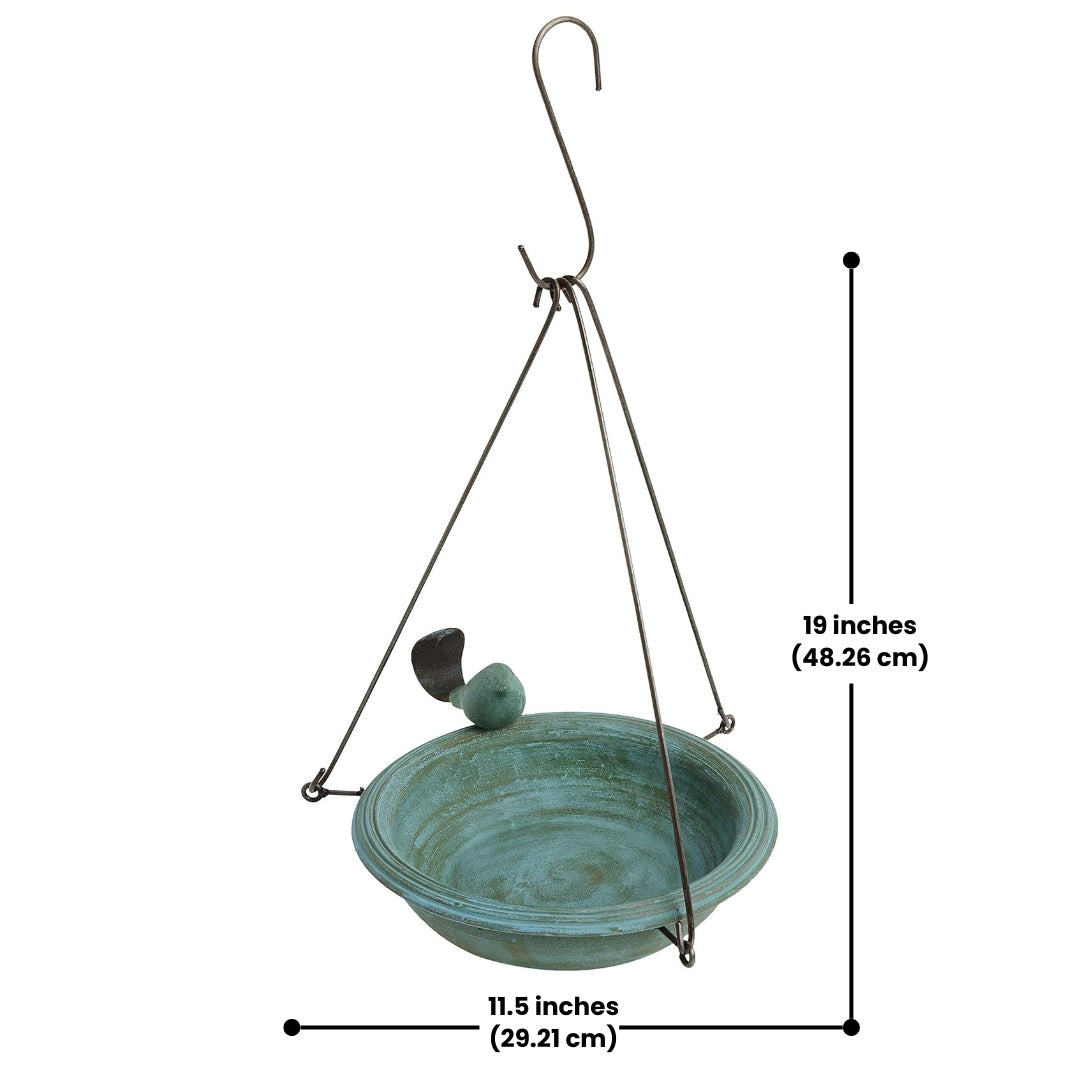 Ceramic Hanging Bird Bath-Teal