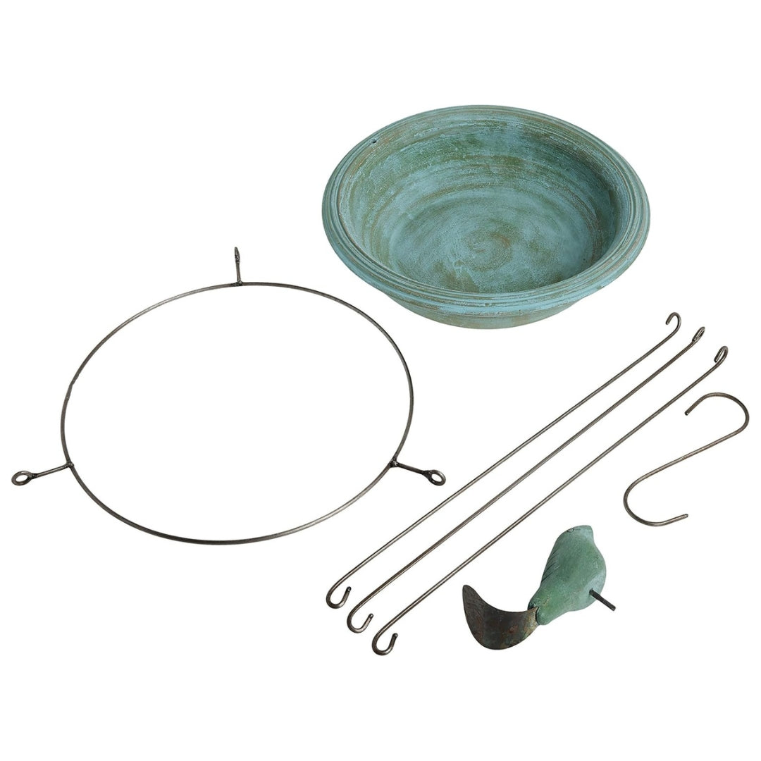 Ceramic Hanging Bird Bath-Teal