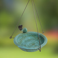 Ceramic Hanging Bird Bath-Teal