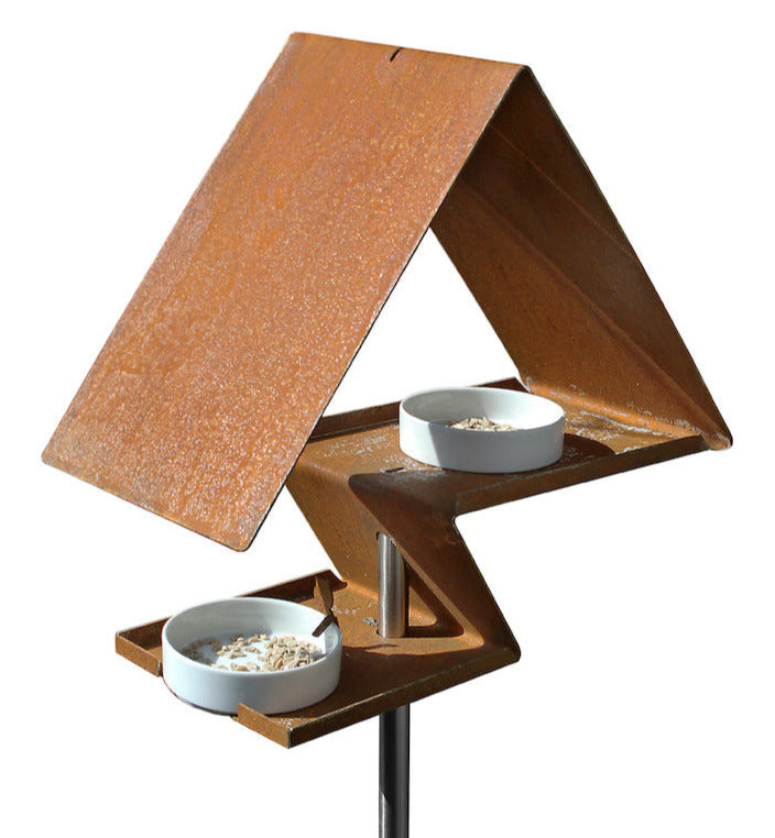 Bauhais Bird Bath and Bird Feeder- Patina