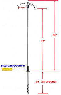 Garden Pole Set Triple Hanger and Ground Auger