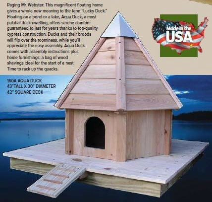 Heartwood AquaDuck-Floating Duck House in Solid Cypress