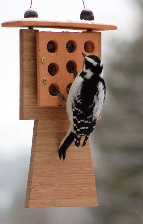 Bamboo & Stoneware Tail Prop Suet Feeder