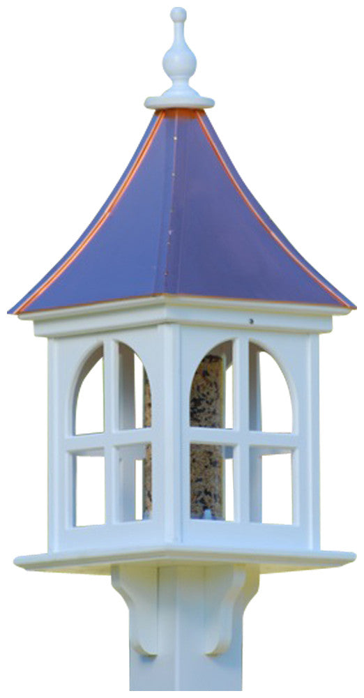 Copper Roof Bird Feeder-Architectural Post-Mount