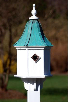 Copper Roof Birdhouse PVC/Vinyl with 3 Portals-Patina