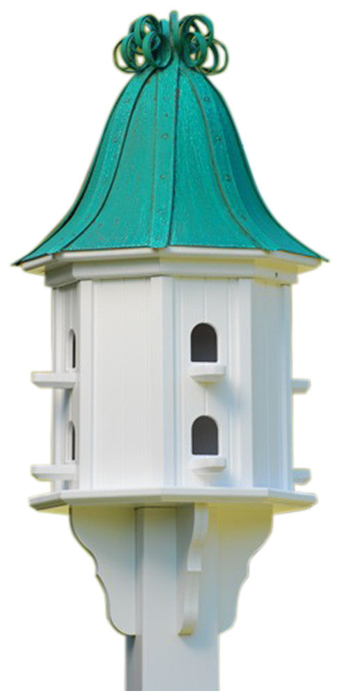 Copper Roof Dovecote Birdhouse with Copper Ribbon Finial and 8 Entries