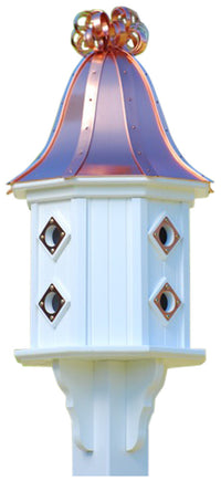 Copper and Vinyl Dovecote Birdhouse with Copper Ribbon Detail and 8 Portals