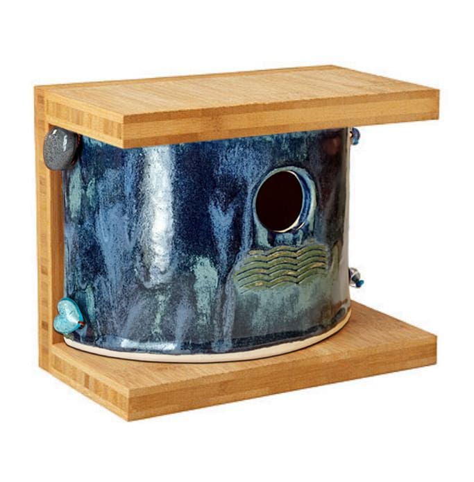 Bamboo and Stoneware Mod Birdhouse