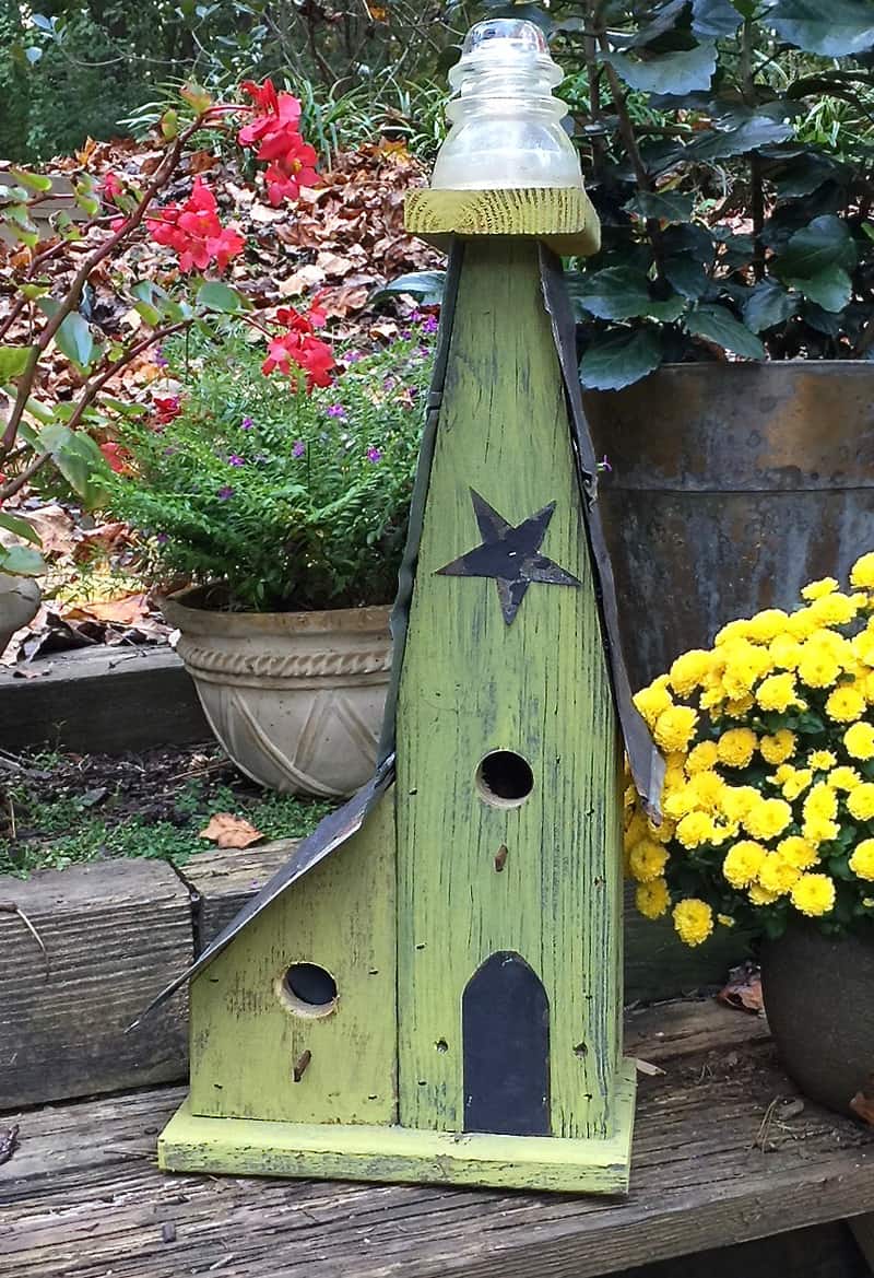 Tall Vintage Church Birdhouse, Large Bird House