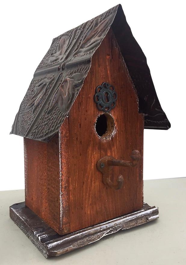 Barn Wood and Tin Birdhouse- Rust