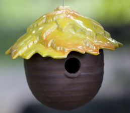 Ceramic Gourd Birdhouse-Yellow Leaf