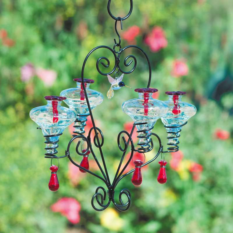 Chandelier Glass Hummingbird Feeder- 4 Stations