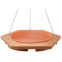 Classic Hanging Wood Bird Bath- Clay