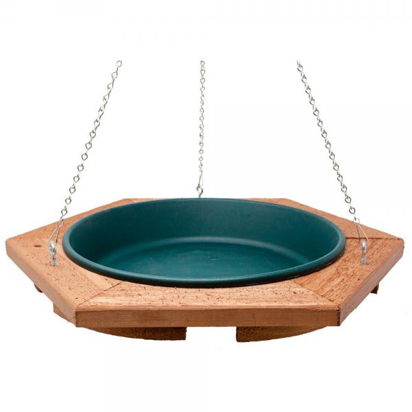 Classic Hanging Wood Bird Bath- Green