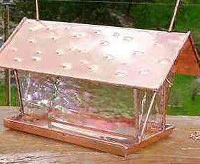 Clear Glass and Copper Hanging Bird Feeder