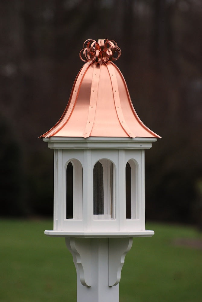 Copper Roof Bird Feeder Vinyl-PVC with Ribbon Detail