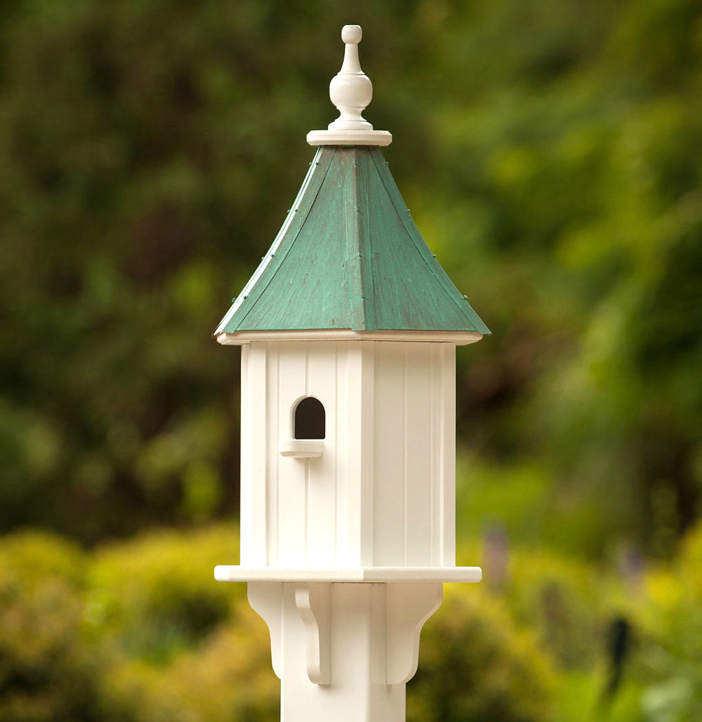 Copper Roof Birdhouse with Perch-Patina