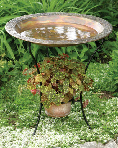 Copperplate Bird Bath with Planter