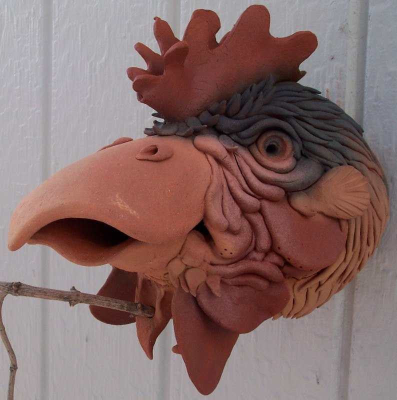 Ceramic Rooster Birdhouse