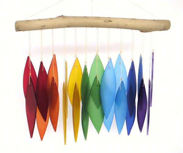 Rainbow Glass and Driftwood Wind Chime | Unique Wind Chimes – The ...