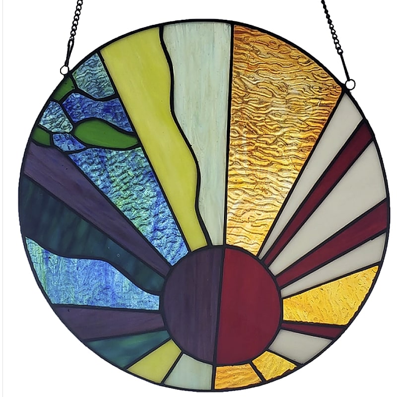 Earth Elements Stained Glass Panel – Elegant and Artistic Window Décor