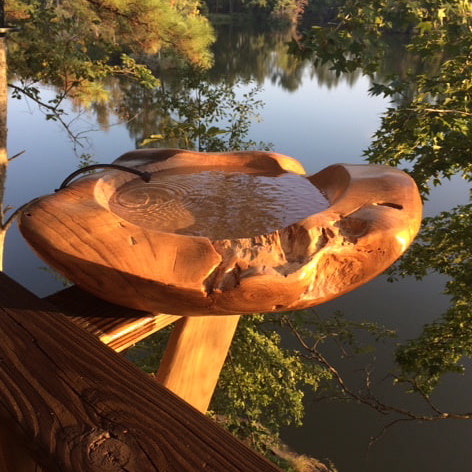 Natural Teak Ground Bird Bath