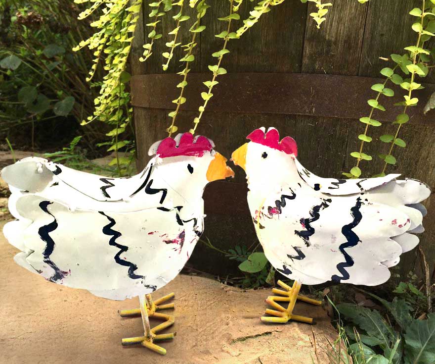 Hens Metal Yard Art